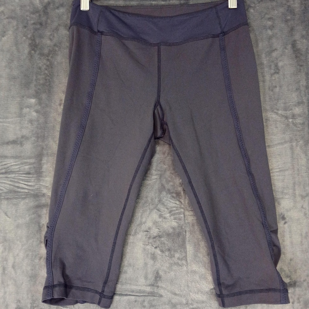 Lululemon Athletica Capri Leggings Womens 8 Gray Ruched Crop Yoga Pants Active